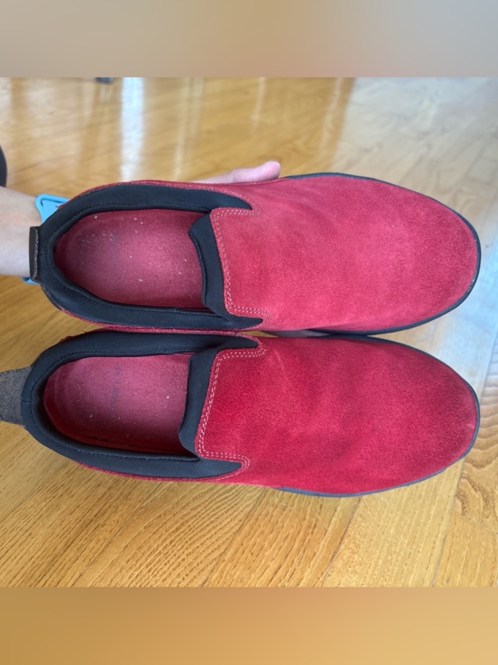 Lands' End Mocs Clogs Shoes Slip-On Red Suede Leather Comfort Womens Size 7.5B - Picture 9 of 12